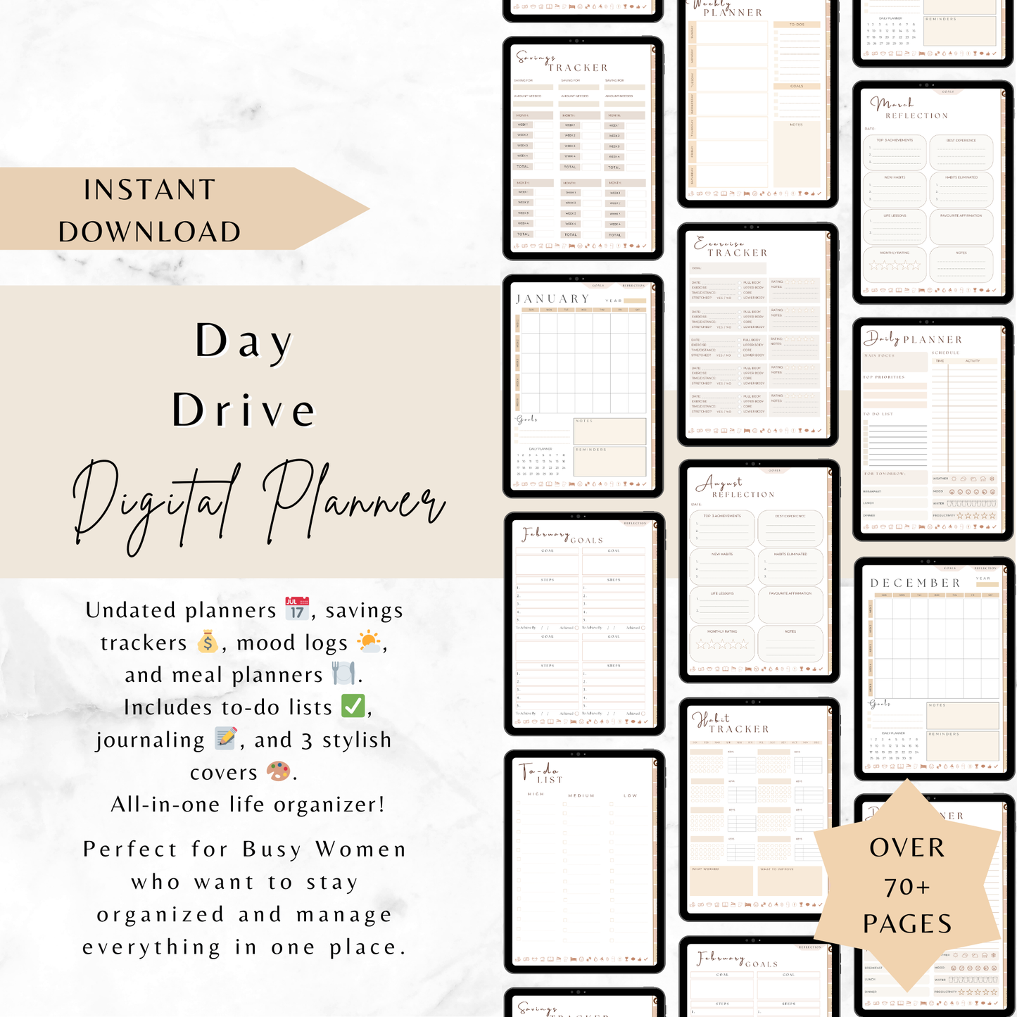 Daydrive Digital Planner – Minimalist, Hyperlinked for iPad & Goodnotes