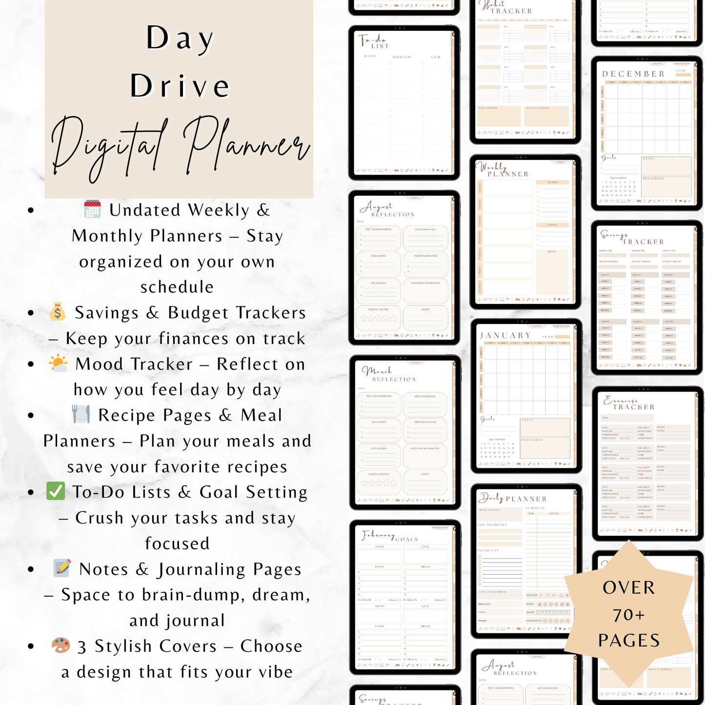Daydrive Digital Planner – Minimalist, Hyperlinked for iPad & Goodnotes