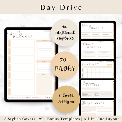 Daydrive Digital Planner – Minimalist, Hyperlinked for iPad & Goodnotes