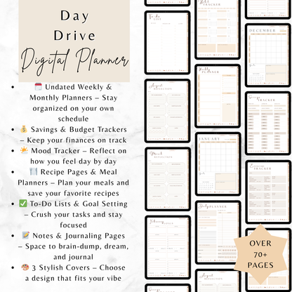 Daydrive Digital Planner – Minimalist, Hyperlinked for iPad & Goodnotes